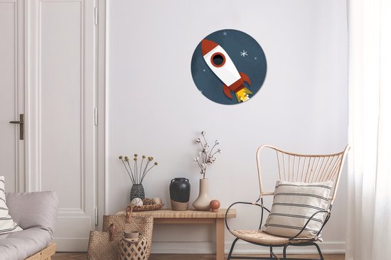 WallCircle - Wall Circle - Wall Circle Indoor - Illustration - Fusée - Enfants - 30x30 cm - Décoration murale - Peintures Ronds