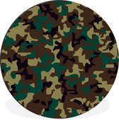WallCircle - Wandcirkel - Muurcirkel - Camouflage patroon met donkere kleuren - Aluminium - Dibond - ⌀ 30 cm - Binnen en Buiten