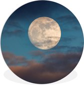 WallCircle - Wandcirkel ⌀ 60 - Maan - Wolken - Nacht - Ronde schilderijen woonkamer - Wandbord rond - Muurdecoratie cirkel - Kamer decoratie binnen - Wanddecoratie muurcirkel - Woonaccessoires