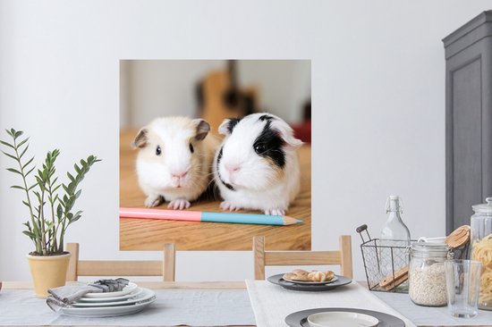 Muurstickers - Sticker Folie - Schattige baby-cavia's - 100x100 cm - Plakfolie - Muurstickers Kinderkamer - Zelfklevend Behang XXL - Zelfklevend behangpapier - Stickerfolie