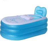 Kamyra® Opblaasbaar Bad voor Volwassenen - Compact Opvouwbaar - Badkuip met Rugsteun Kussen - Blauw, 150 x 80 x 70 cm