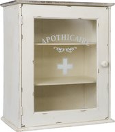 Clayre & Eef Medicijnkastje 47*27*55 cm Wit Hout, Glas Rechthoek Apothicaire Badkamerkast Hangend