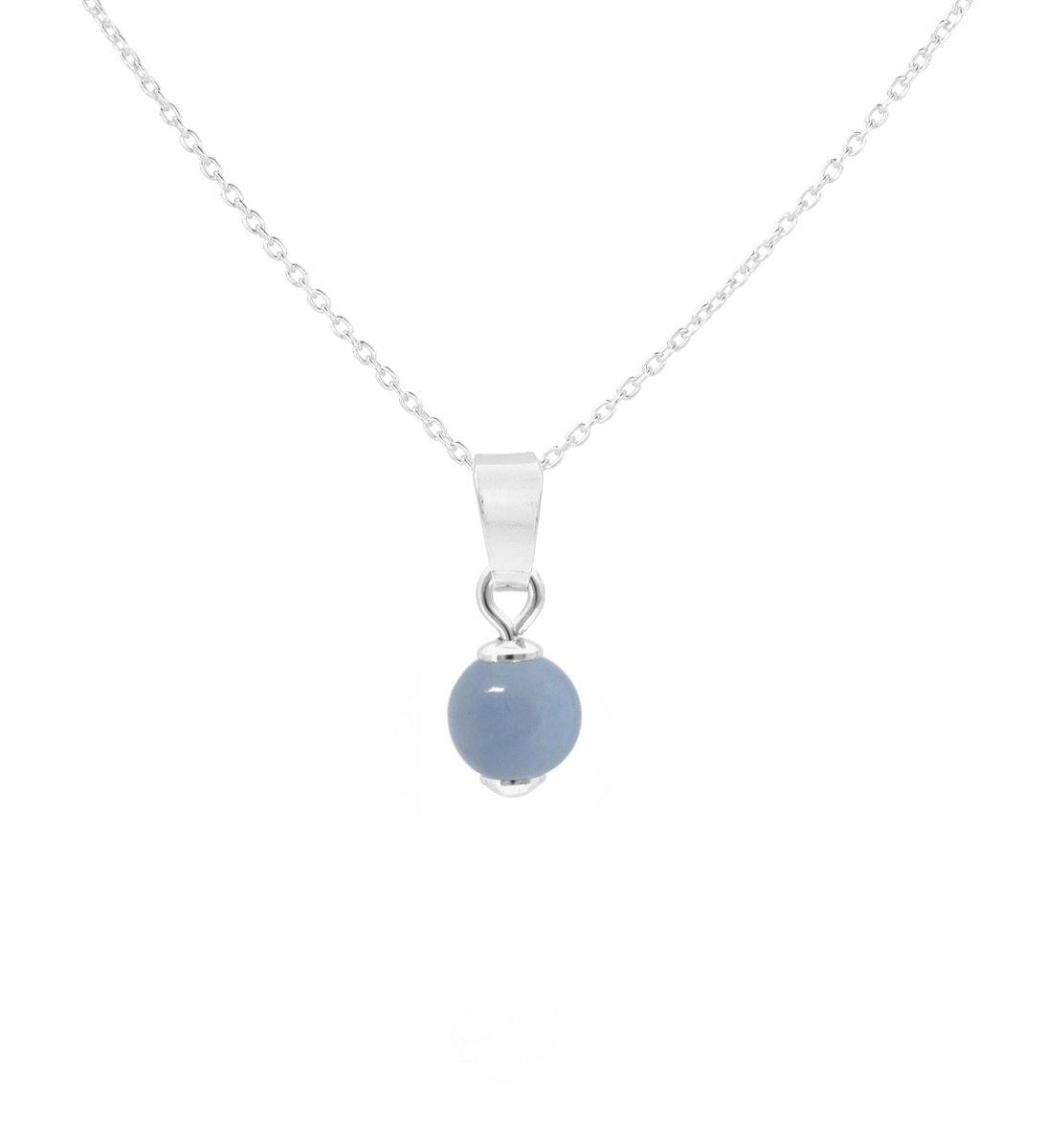 ARLIZI 2037 Ketting blauw angeliet hanger - sterling zilver - 44 cm