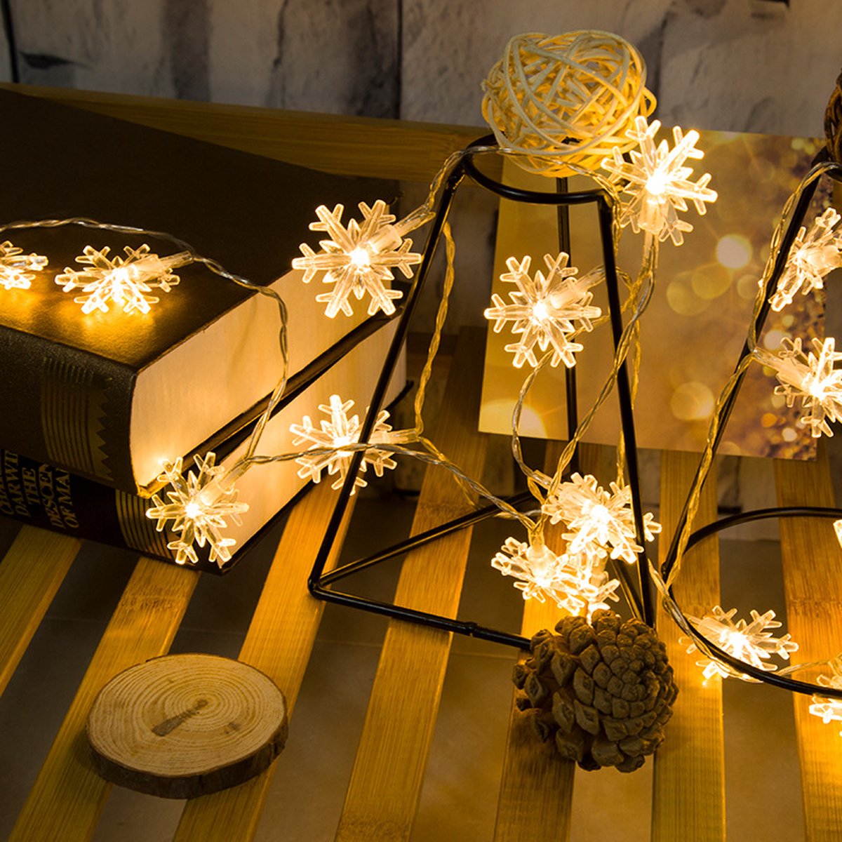 Kerstverlichting voor ramen, 3 stuks, kerstdecoratie, led-sneeuwvlokken, Kerstmis, sneeuwvlokken, kerstster, vensterdecoratie, kerstdecoratie, binnen en buiten, voor feest, balkon