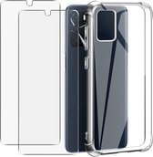 Casemania Hoesje Geschikt voor Oppo A54S Transparant & 2X Glazen Screenprotector - Anti-Shock Hybrid Back Cover