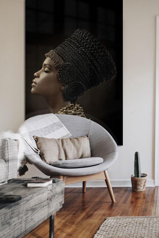 Princesse africaine II – 100cm x 100cm - Art photographique sur plexiglas – Incl. système de suspension des stores et garantie de 5 ans