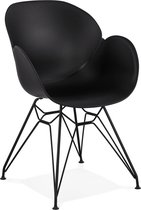 Alterego Design stoel 'SATELIT' zwart industriële stijl met zwart metalen voeten