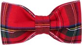 Halsband met rood geruite strik S - hondenstrik - kerst - strik - schotse ruit - rood - chique - feestelijk - maat S