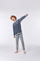 Woody pyjama jongens/heren - blauw-grijs gestreept - wasbeer - 212-2-QPI-V/943 - maat 140