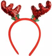 Haarband Eland rood voor Kerst - Glitter Haarband Rendier Kerst- Diadeem/ Tiara voor volwassen en kinderen- Haaraccessoire Kerst