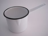 Emaille steelpan met schenktuitje - Ø 14 cm - 1,75 liter - wit