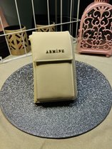 Armine - Portemonnee tasje - Telefoontas Dames - Schoudertas - Beige- Verticaal - Crossbody