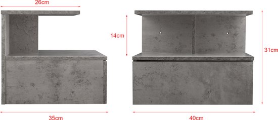 Festnight Wandkast met 2 schuifladen, zwevende plank, wandkast, hangrek