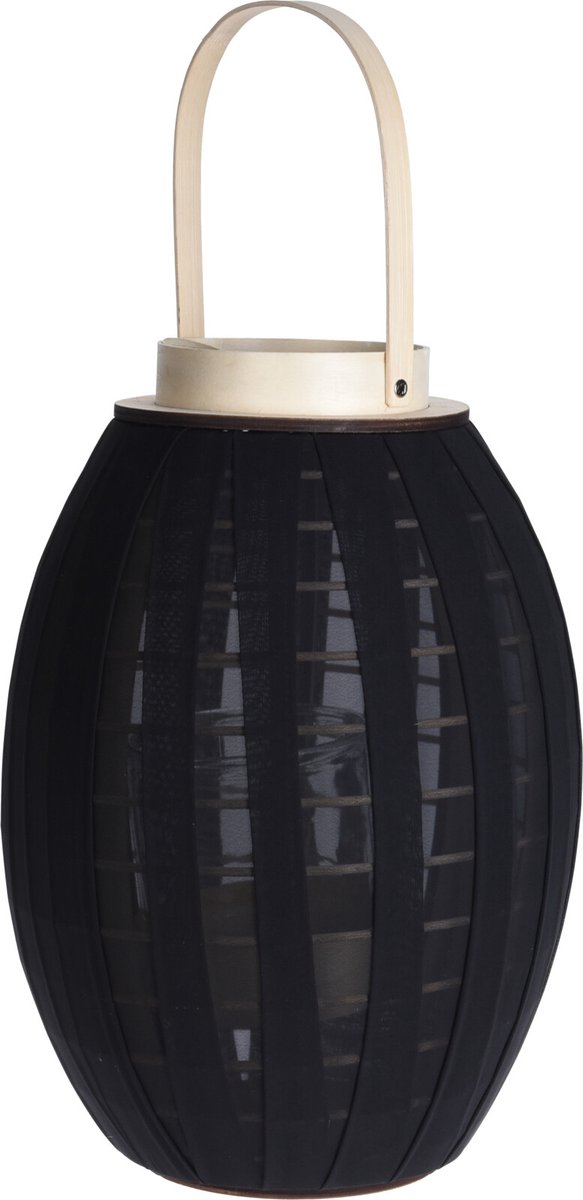 H&S Collection Lantaarn -windlicht zwart -decoratie woonkamer 40 cm hoog inclusief ledkaars kerstverlichting kerstversiering