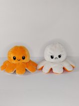 Octopus knuffel - Octopus knuffel mood - octopus knuffel omkeerbaar - reversible - emotieknuffel - mood knuffel - Oranje- Wit - TikTok