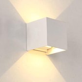Frisson life - Wandlamp – 10×10 cm – 12 Watt - Wit - Kubus Lamp – Voor Binnen en Buiten – industrieel