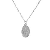 Jewelryz | Ketting Botanisch Ovaal | 925 zilver | Halsketting Dames Sterling Zilver | 50 cm
