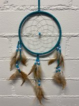 Dromenvanger met veren - blauw - Dreamcatcher with feathers- Dia 15 cm x lengte 40 cm