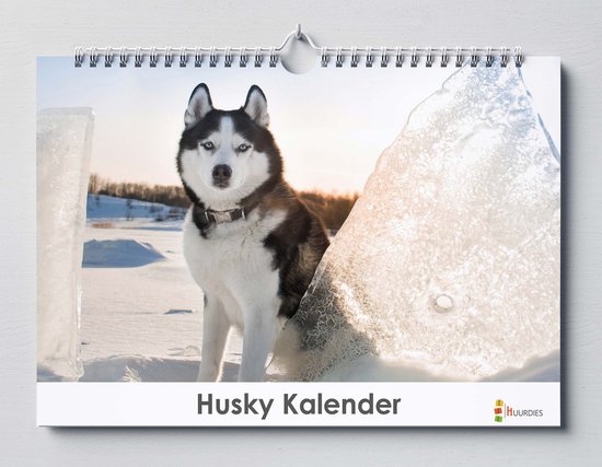 Husky kalender 35x24 cm  Verjaardagskalender Husky honden 