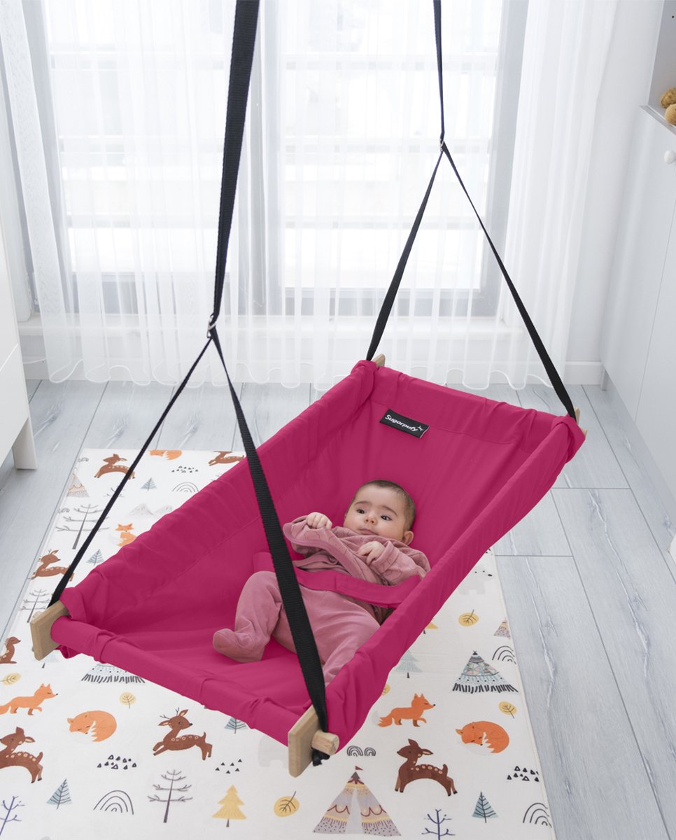 Houten Kinder Hangmat – Plafond Hangende Hangmat Schommel Roze