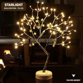 Vulpes Goods® Lamp Bonsaiboom Golden Starlight – Tafellamp – Bonsaiboom Goud met Sterren - Batterij en USB-oplaadbaar