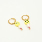Oorbellen Happy Smiley - Michelle Bijoux - Oorbellen - One size - Goud/Geel