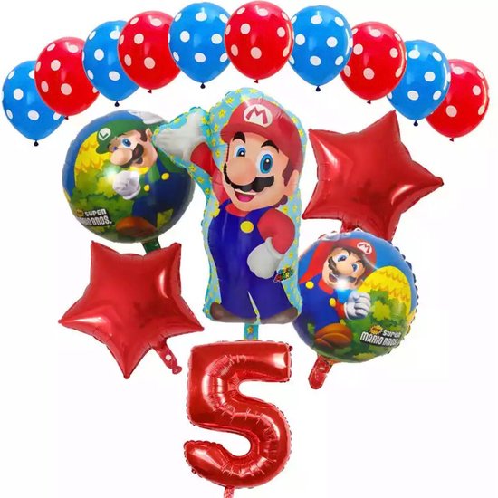Super Mario Ballon Set Cartoons Folie Ballon Verjaardag Partij Decoratie Kinderen Speelgoed Set 16 delig Nummer 5