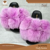 Slippers - Purple Tousie Fluffy Balls - Melk&Koekjes Maat 41