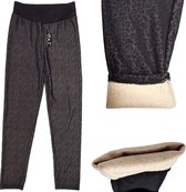 Thermo Legging - Fleece Legging - Gevoerde Legging - Teddy Stof - Fashion Legging - Dames Legging - Winter Legging - Warme Legging - panterprint - maat - L