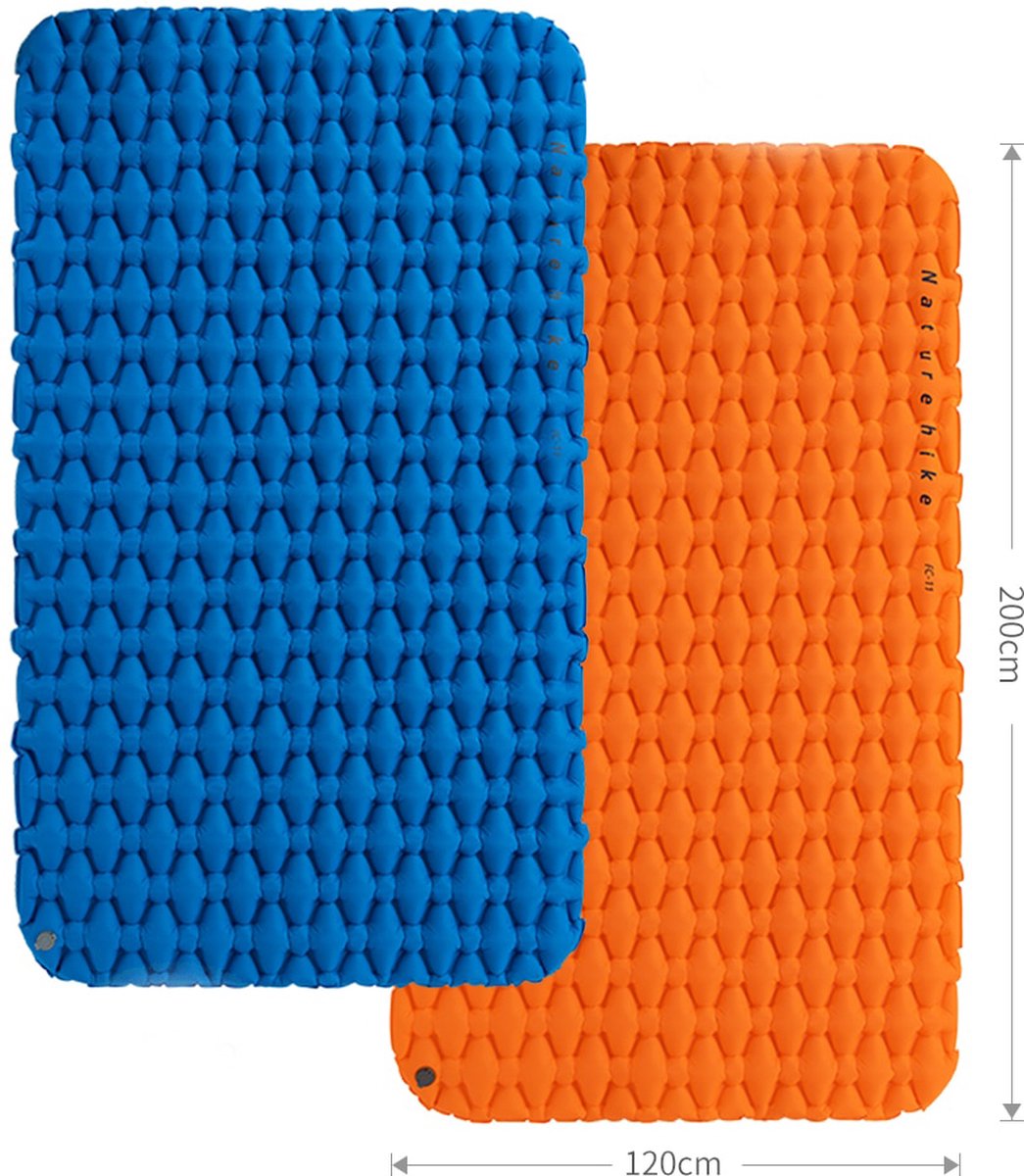 Zelfopblazende mat voor op de camping, voetdrukpomp, opblaasbare lichte rugzakmat voor