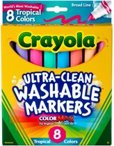 Crayola - Afwasbare Markers voor kinderen - Ultra Clean - Tropical - 8 stuks