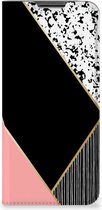 Bookcase Hoesje OPPO A54 5G | A74 5G | A93 5G Smart Cover Black Pink Shapes