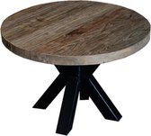 Salontafel rond 60x60x45 cm teak en metaal