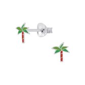 Joy|S - Zilveren palmboom oorbellen - 6 mm