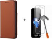 GSMNed – Luxe iPhone XR Bruin – hoogwaardig Leren Pu Hoesje – iPhone XR Bruin – Design – Met Screenprotector