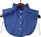 Losse denim / jeans kraag blauw katoen met opstaand boord rouches / roezels - Blouse kraagje - Nep los kraagje | Ruches | Verstelbaar | DH collection