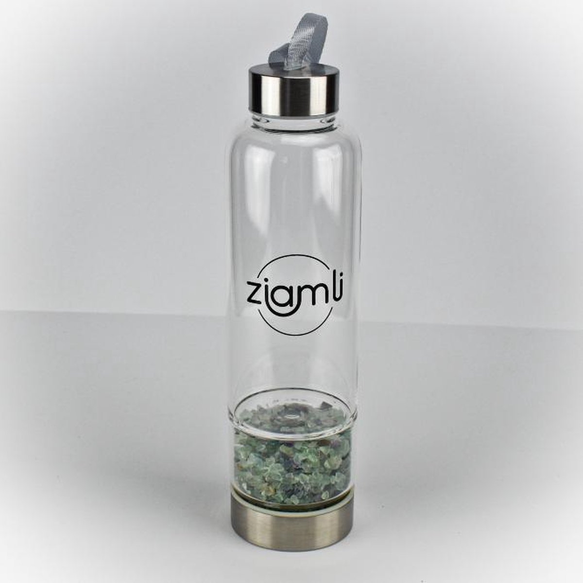 Ziamli Waterfles - Fluoriet - Waterfles met kristallen (kleine) - Crystal water bottle - Waterfles kristal glas
