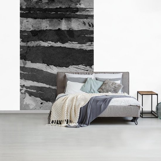 Œuvre abstraite à l'aquarelle et nuances de gris 160x240 cm