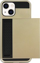 ADEL Kunststof Back Cover Hardcase Hoesje Geschikt voor iPhone 13 - Pasjeshouder Goud