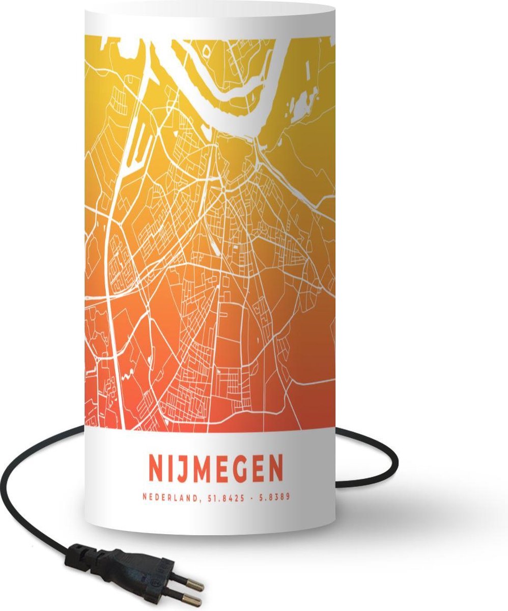 Lamp - Nachtlampje - Tafellamp slaapkamer - Stadskaar - Nijmegen - Nederland - Oranje - 54 cm hoog - Ø24.8 cm - Inclusief LED lamp