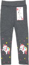 Winter Legging Thermo Legging Gevoerde Legging Warme Legging Meisjes Legging Kinderlegging Unicorn Grijs Maat 116