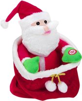 Zingende kerstman in pluche zakje - 25cm hoog - Kerst 2021