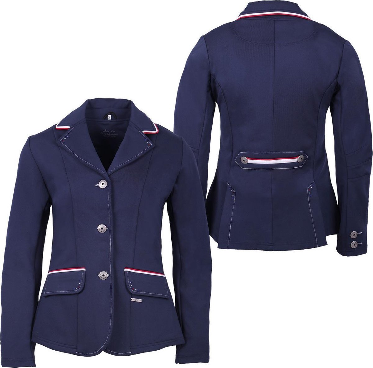 QHP Wedstrijdjas Coco Kids Navy/Wit/Rood - 164