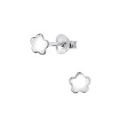 Joy|S - Zilveren bloem oorbellen - Daisy - 4 mm - kinderoorbellen