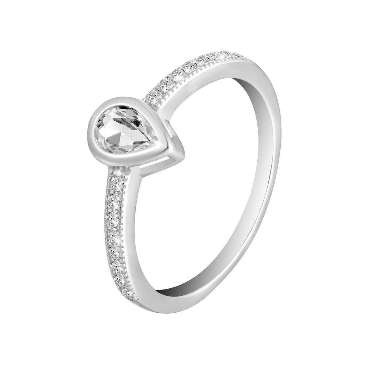 Di Lusso - Ring Noirt - Zirkonia - Zilver 925 - Dames - 18.00 mm