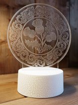 Celtic Tree - Ledlamp Distel witte, krakelee voet - 20cm - Nationaal symbool van Schotland - Acryl - Transparant - Tafellamp - Nachtlamp - Sfeerlamp - Pagan - Heidens - Keltisch - Magisch - M