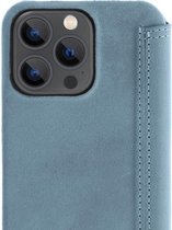 Minim Apple iPhone 13 Pro Hoesje Echt Leer Book Case Blauw