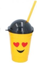 drinkfles smiley hart geel 15,5 cm 400 ml