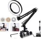 Loeplamp Met Tafelklem - Leeslamp - Flexibele Lamp - Hobbylamp - LED Verlichting - Klem Voor Tafel - 5X Vergrootglas
