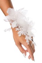 Bruid burlesque opengewerkte handschoenen met diamantjes en tule - wit
